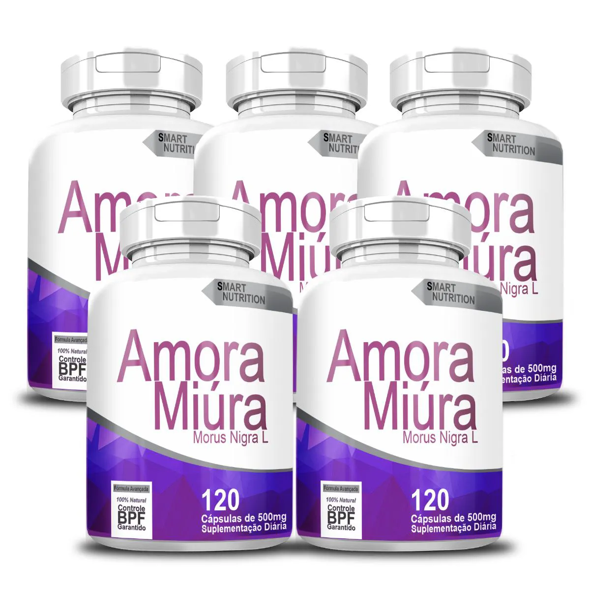 Kit com 5 Potes Amora Miura  500mg 120 Cápsulas