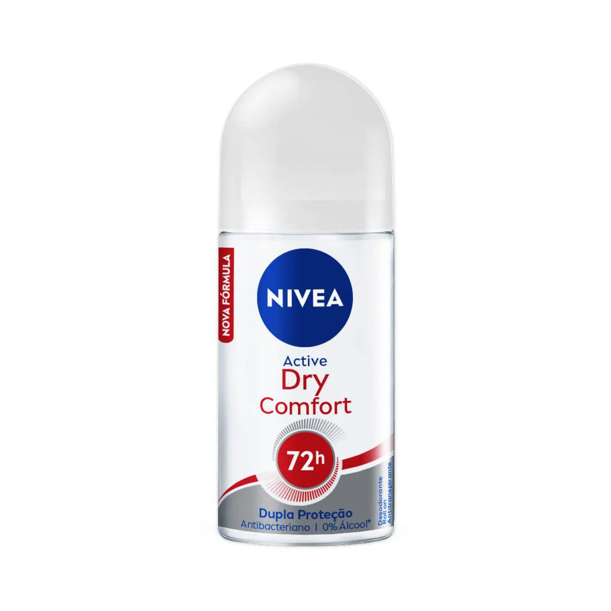 Desodorante Antitranspirante Roll-On Nivea Active Dry Comfort Feminino 72h Sem Álcool 50ml