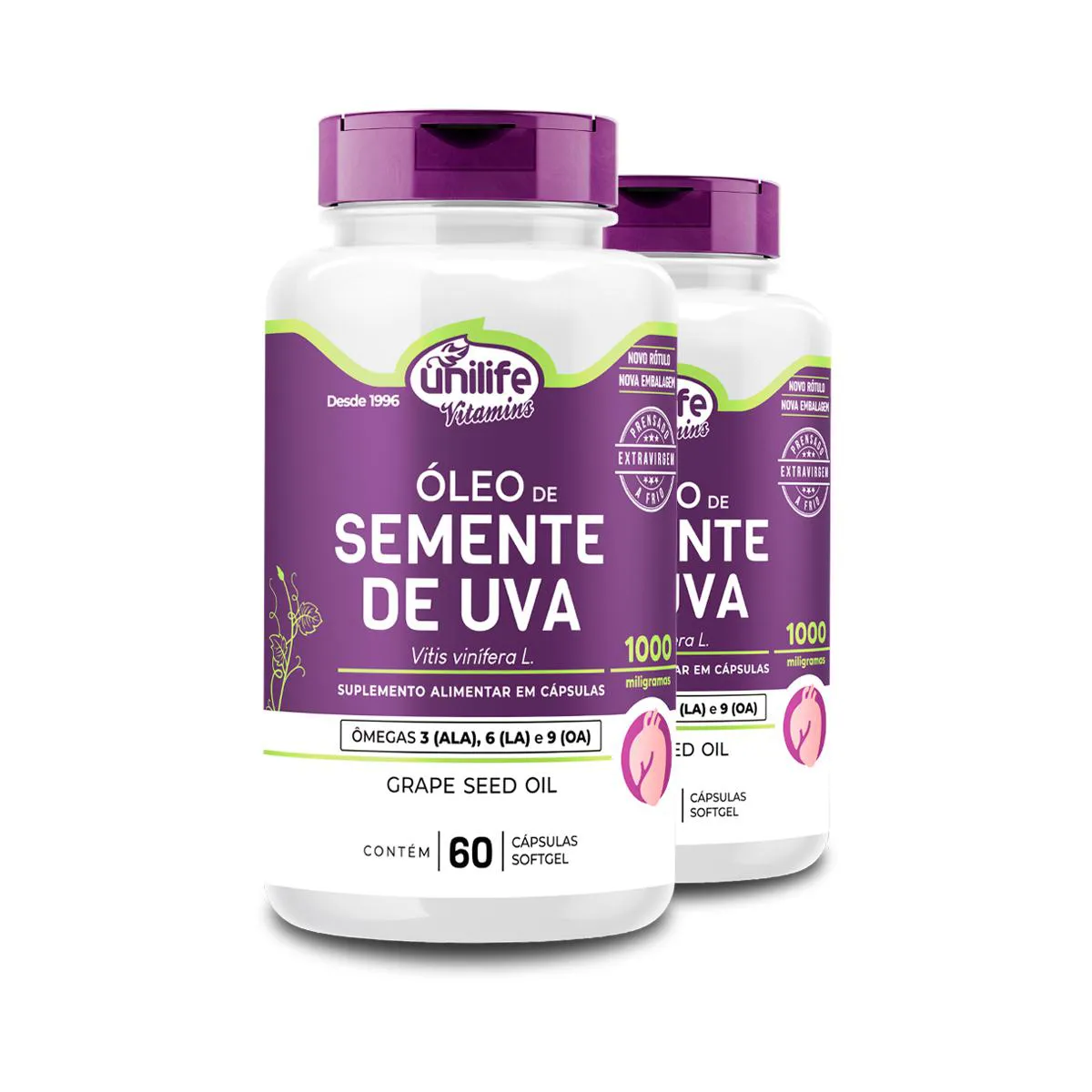 Kit 2 Óleo de Semente de Uva Unilife 1000mg

