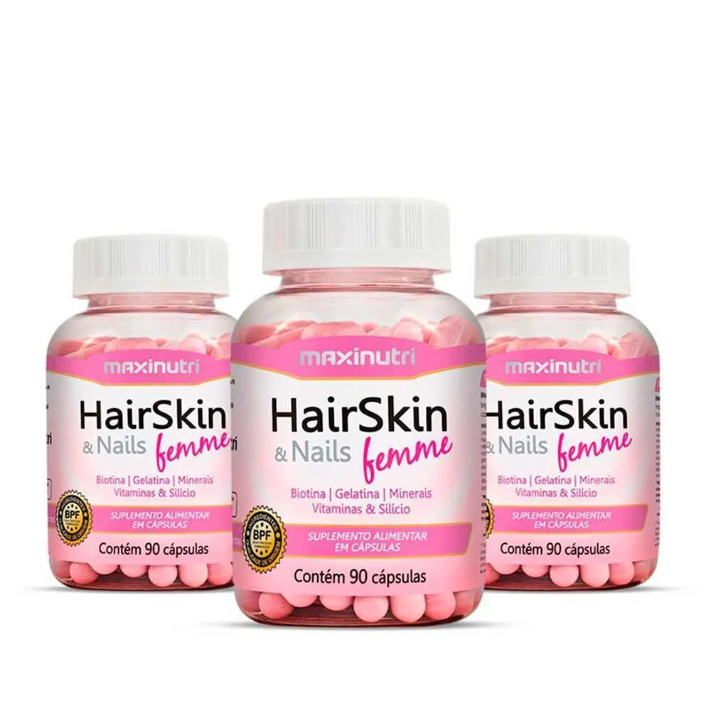 Kit 03 Hairskin Femme Biotina E Minerais Maxinutri 90 Caps