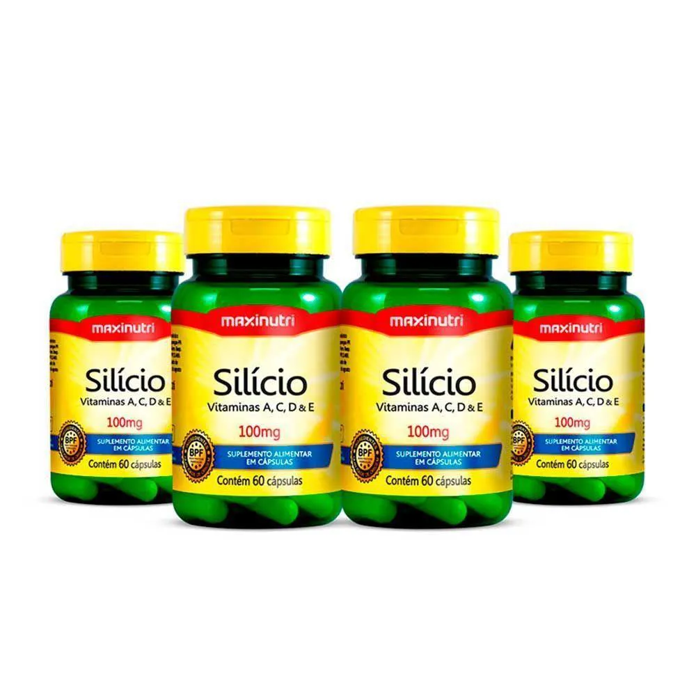 Kit 04 Silício Vitaminas A-c-d-e Maxinutri 60 Capsulas