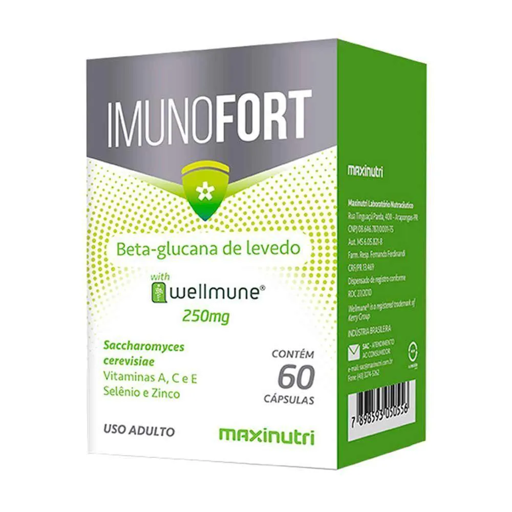 Imunofort Wellmune Vitaminas 250mg Maxinutri 60 Capsulas