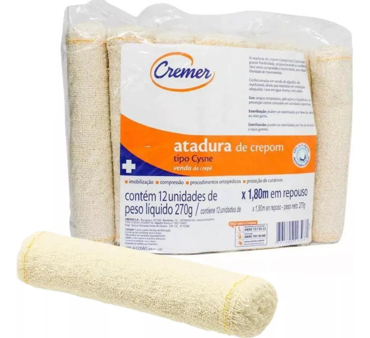 ATAD. CREPOM CYSNE 10CM X 4,5M(1,8M EM REPOUSO) PCT/12 CREMER 13F