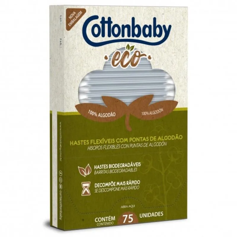 HASTE FLEXIVEL ECOLOGICA CARTUCHO 75UN COTTONBABY