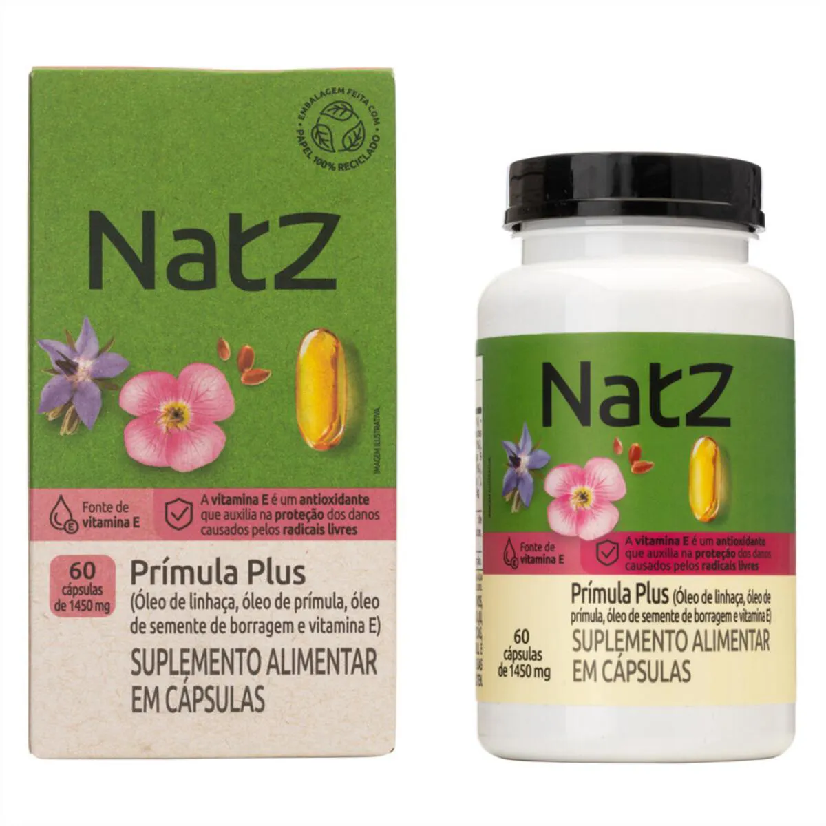 Suplemento Alimentar Prímula Plus 1000mg Natz 60 cápsulas