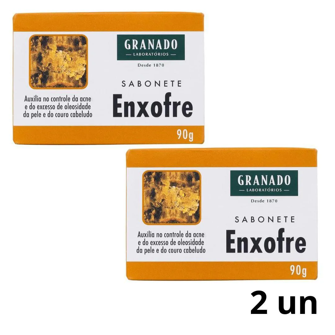 Sabonete De Enxofre Granado Facial em Barra Antioleosidade Acne 90g Kit 2 unidades