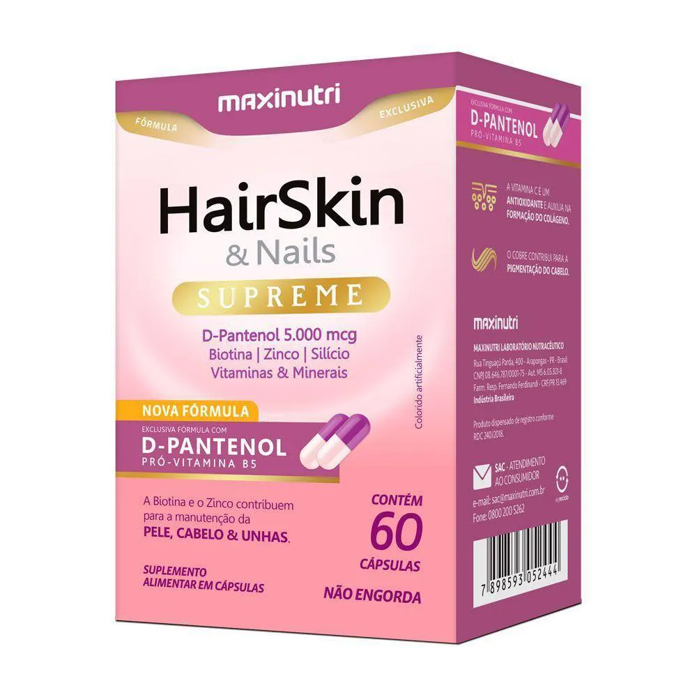 Hairskin Supreme D-pantenol + Biotina Maxinutri 60 Cápsulas