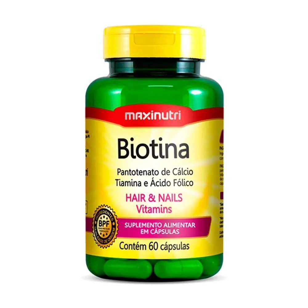 Biotina Cabelo Unhas E Vitaminas Maxinutri 60 Capsulas