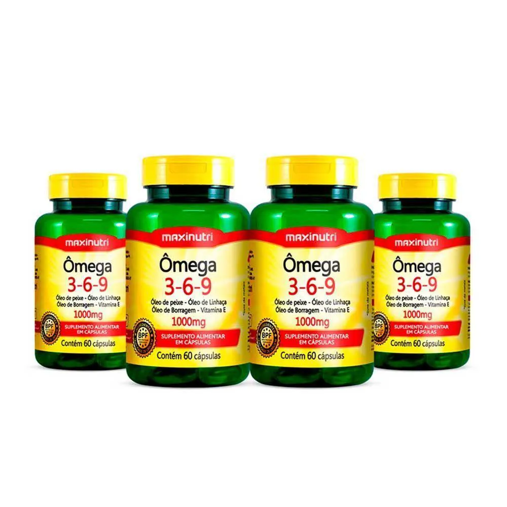 Kit 04 ômega 3-6-9 Mulher + Vitamina E Maxinutri 60 Capsulas