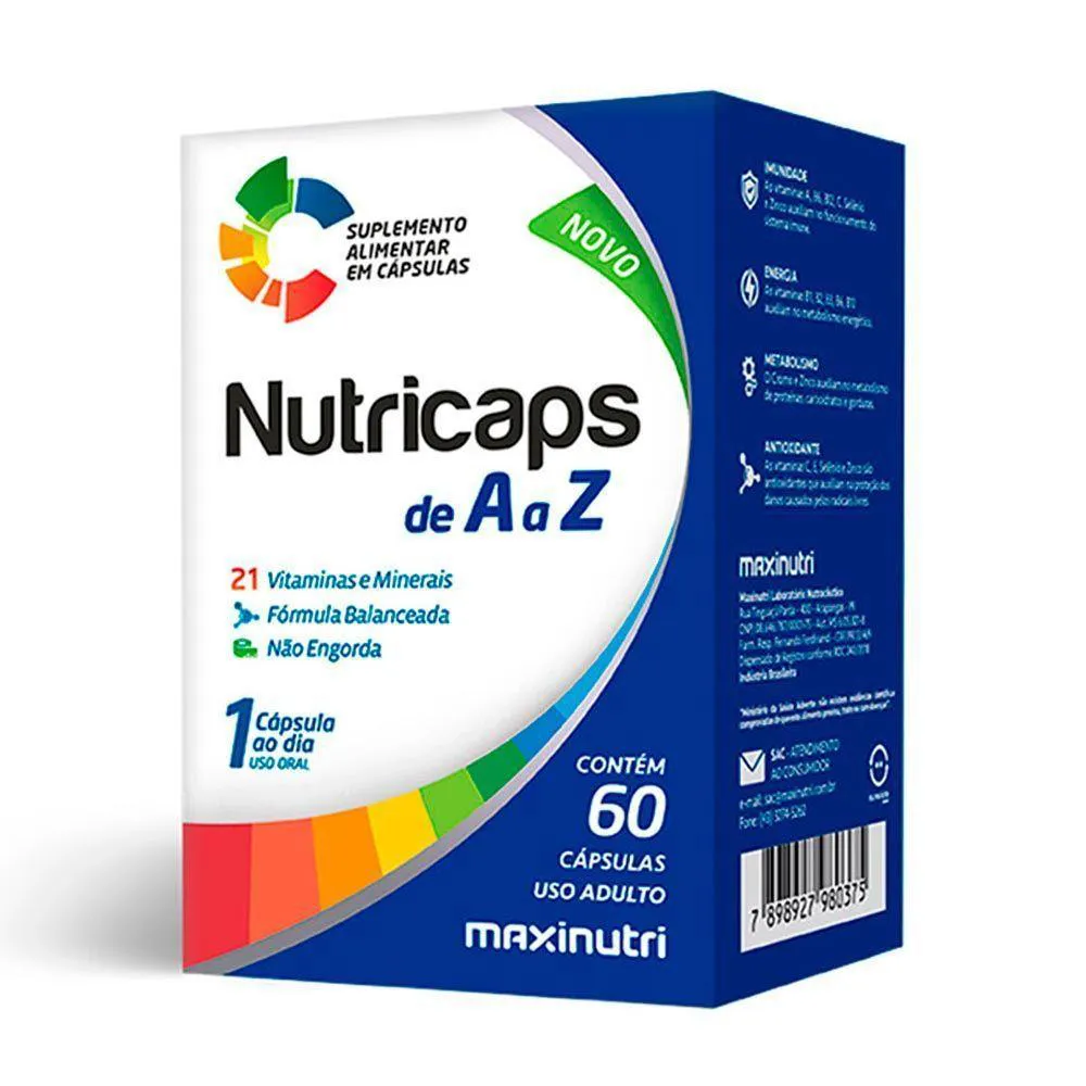 Nutricaps A A Z Vitaminas 100% Idr Maxinutri 60 Capsulas