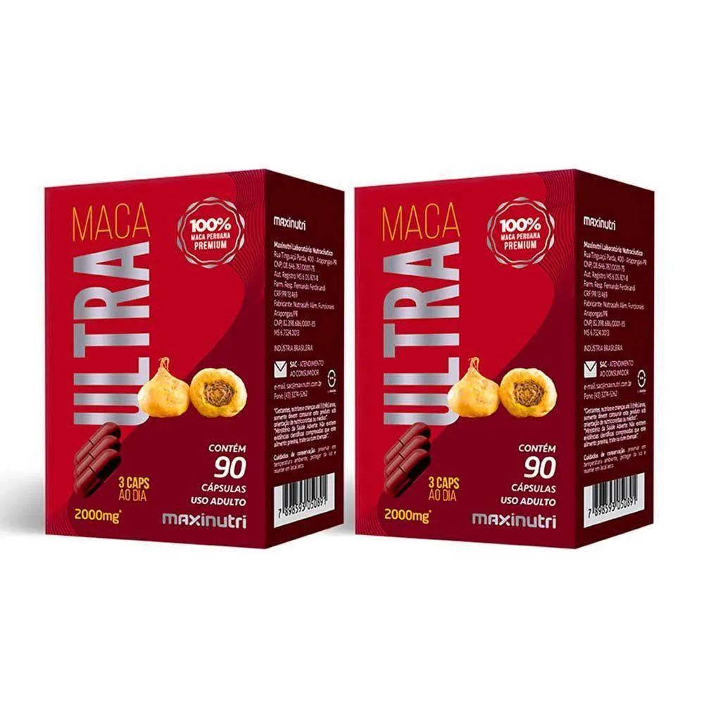 Kit 02 Maca Peruana Ultra 2000mg 100% Maca Maxinutri 90 Caps