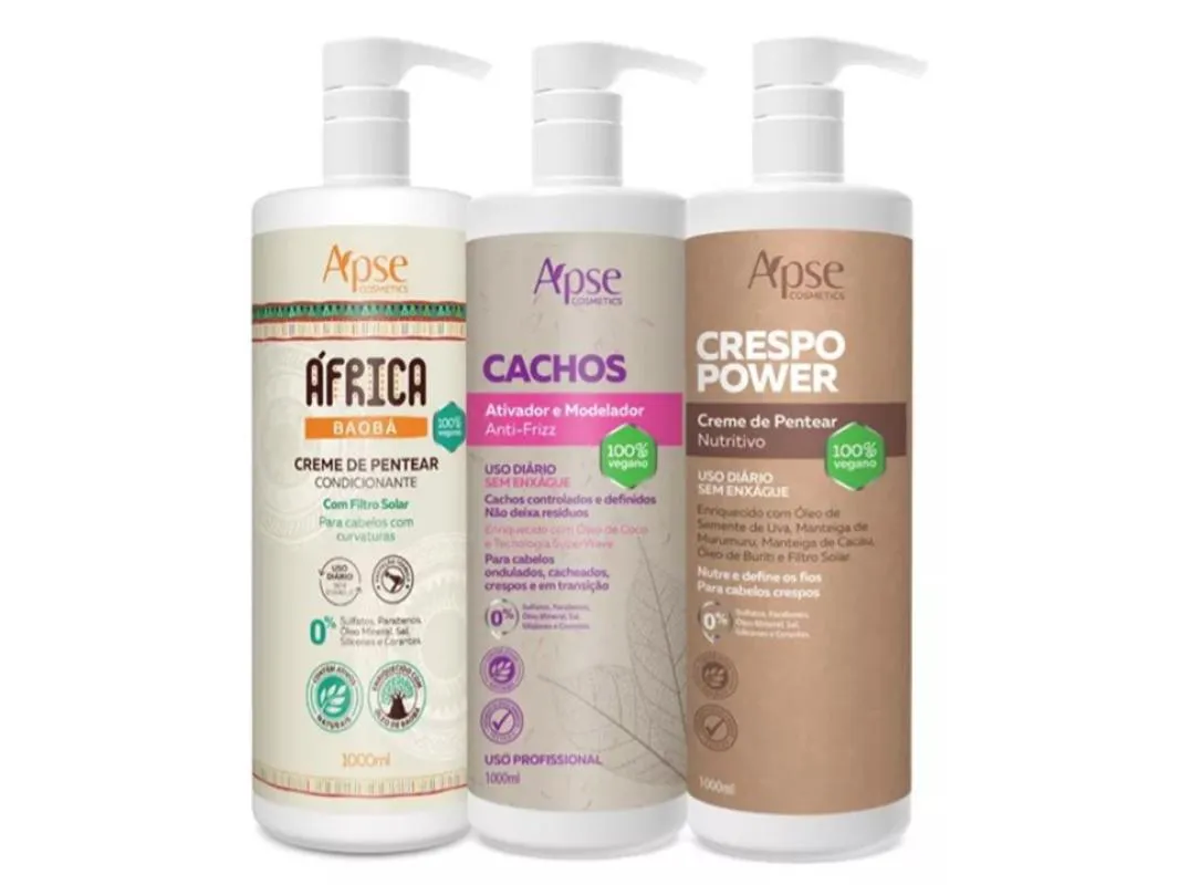 Kit Ativador Cachos, Creme De Pentear África E Crespo 1000ml Apice Cosméticos