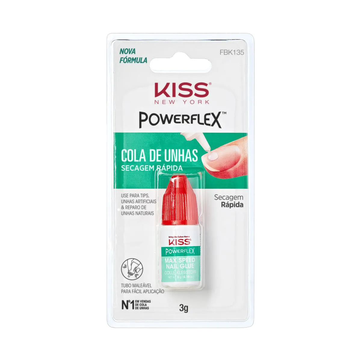 Cola para Unha Postiça Uso Profissional Secagem Rápida - Kiss New York Única