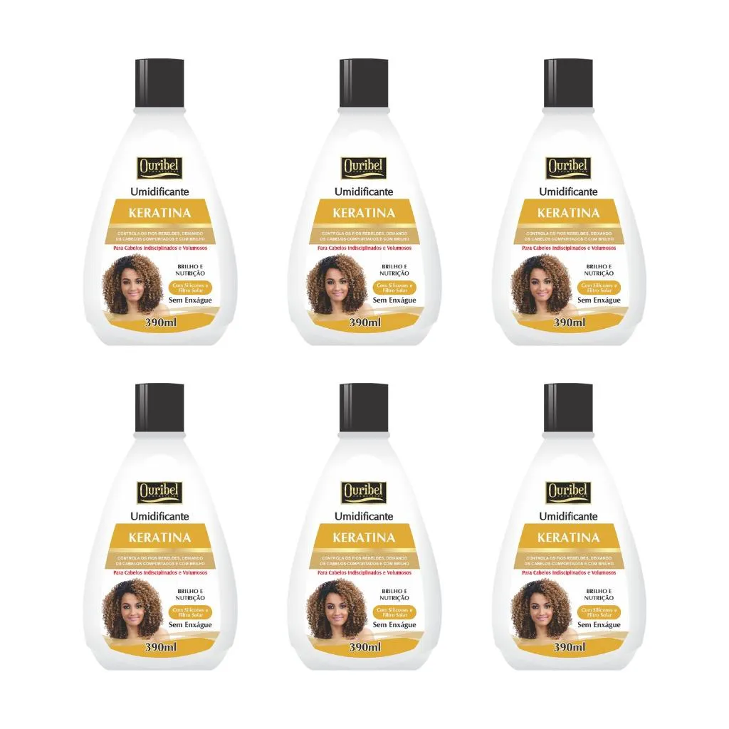 Creme Umidificante Ouribel Keratina 390ml - Kit C/ 6un