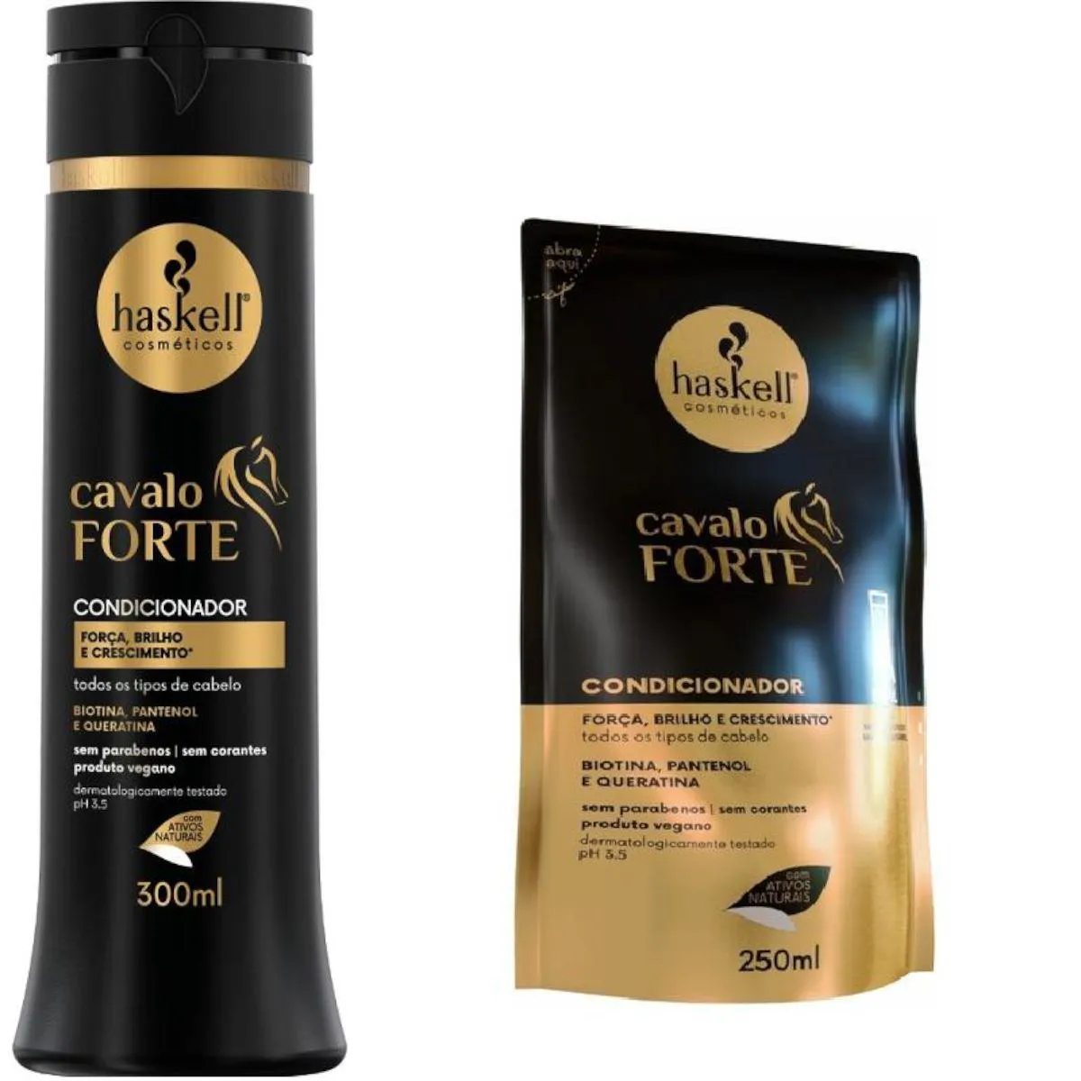 Kit Haskell Cavalo Forte Condicionador 300ML  + 1 Refil Condicionador 250