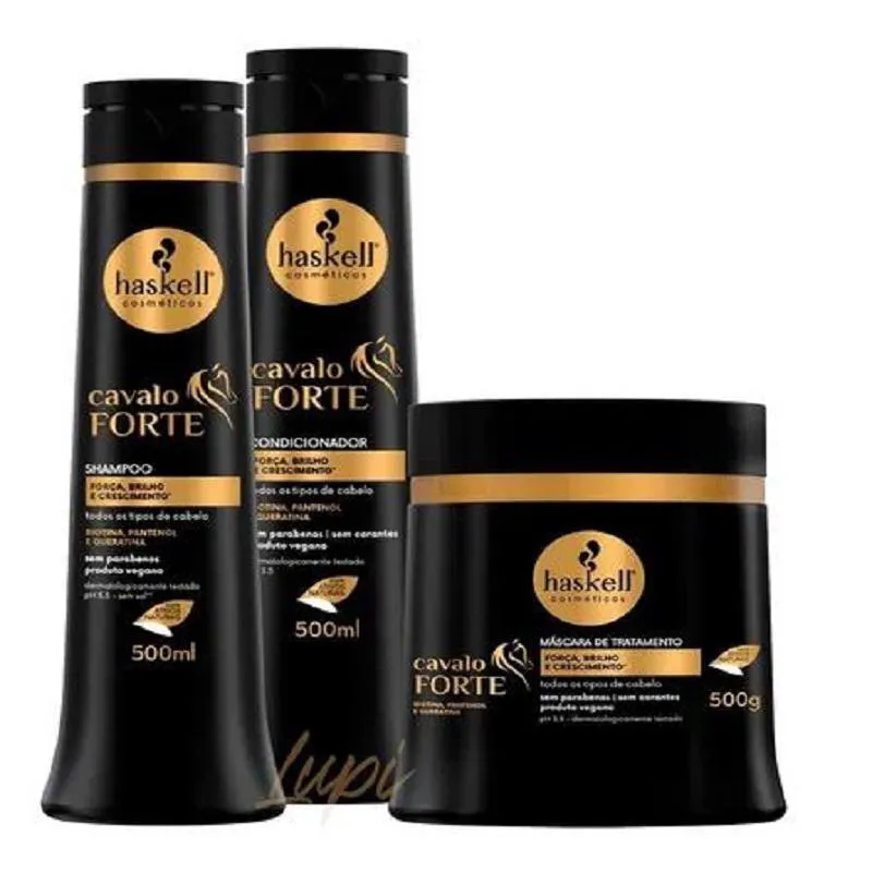 Kit Haskell Cavalo Forte Shampoo 500ML 1 Condicionador 500ML  1 Mascara 500ML
