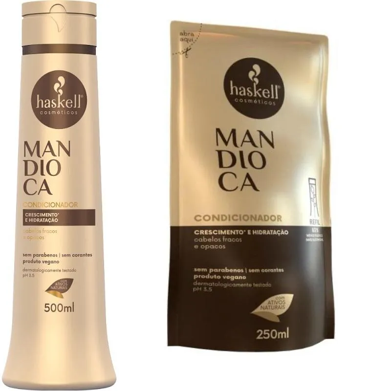 Kit Haskell Mandioca Condicionador 500ML  + 1 Refil Condicionador 250