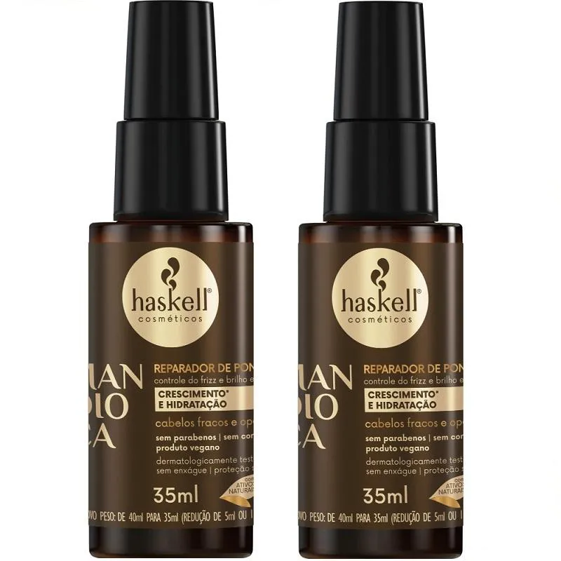 Kit 2 Reparador de Pontas Haskell Mandioca 35ML