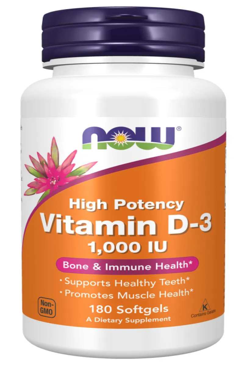 Vitamina D3 1000 UI Now Foods 180 Cápsulas