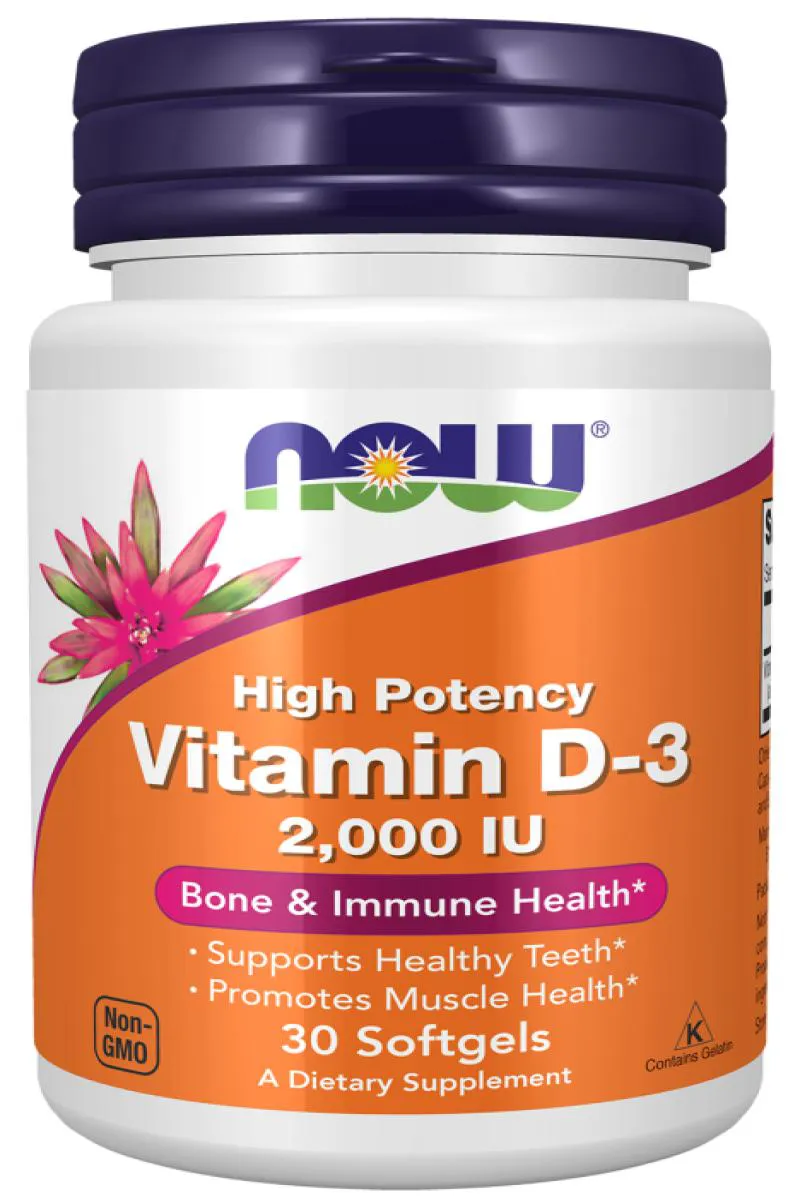 Vitamina D-3 2000UI Now Foods 30 Cápsulas Gelatinosas