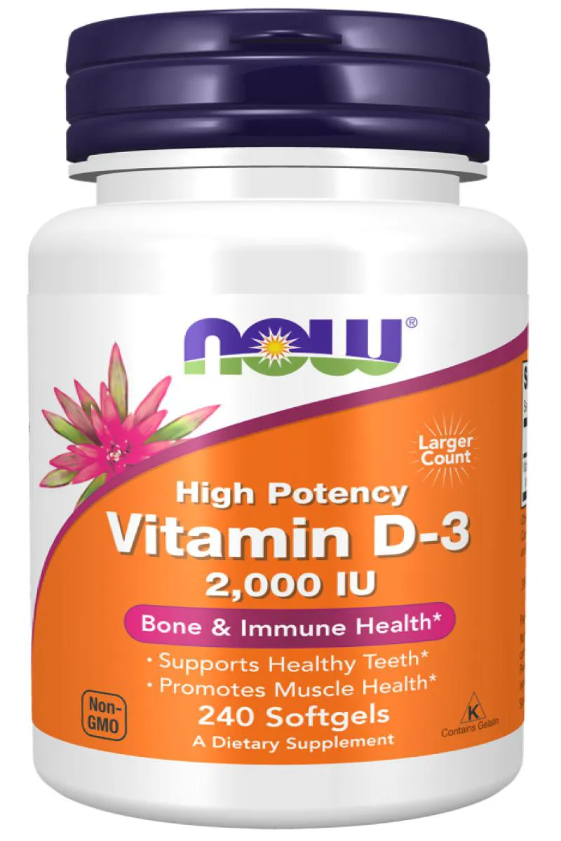 Vitamina D-3 2000UI Now Foods 240 Cápsulas Gelatinosas