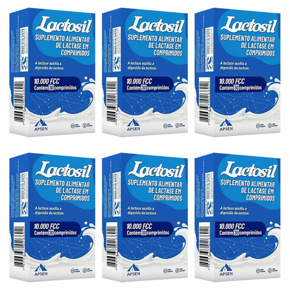 Kit 6 Suplemento Alimentar Lactosil 10.000 FCC 30Cpr - Apsen