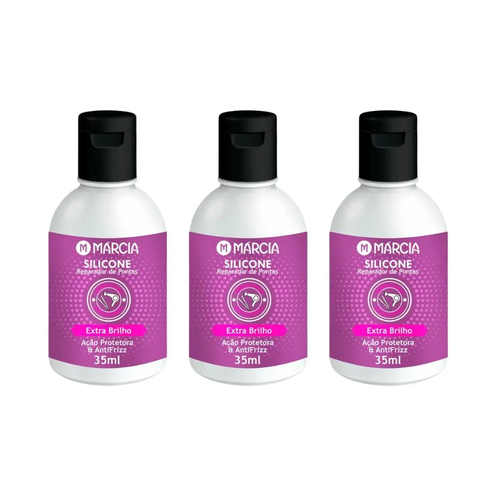 Reparador De Pontas Silicone 35ml Marcia Extra Brilho - 3un