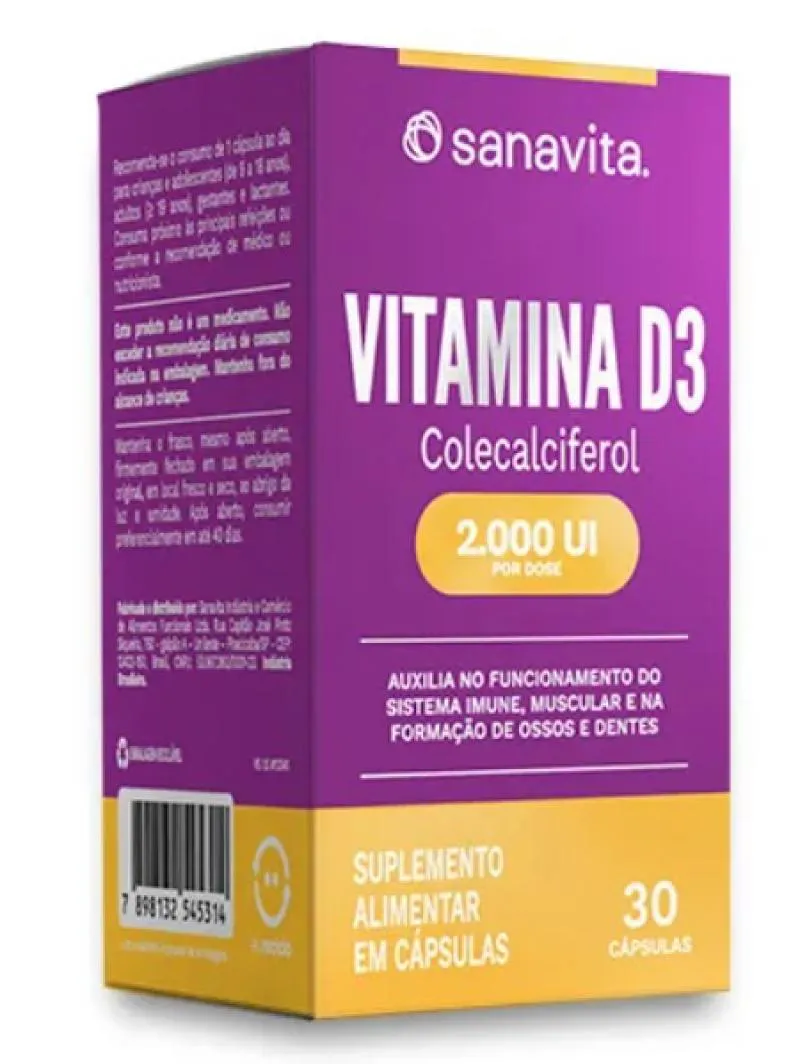 Suplemento Alimentar Vitamina D3 2.000UI Sanavita 30cps