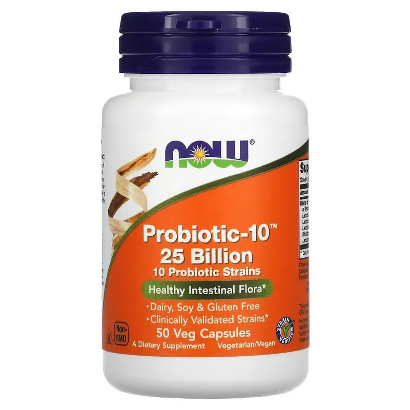 Probiótico-10, 25 Bilhões 50 Cápsulas Vegetais Now Foods