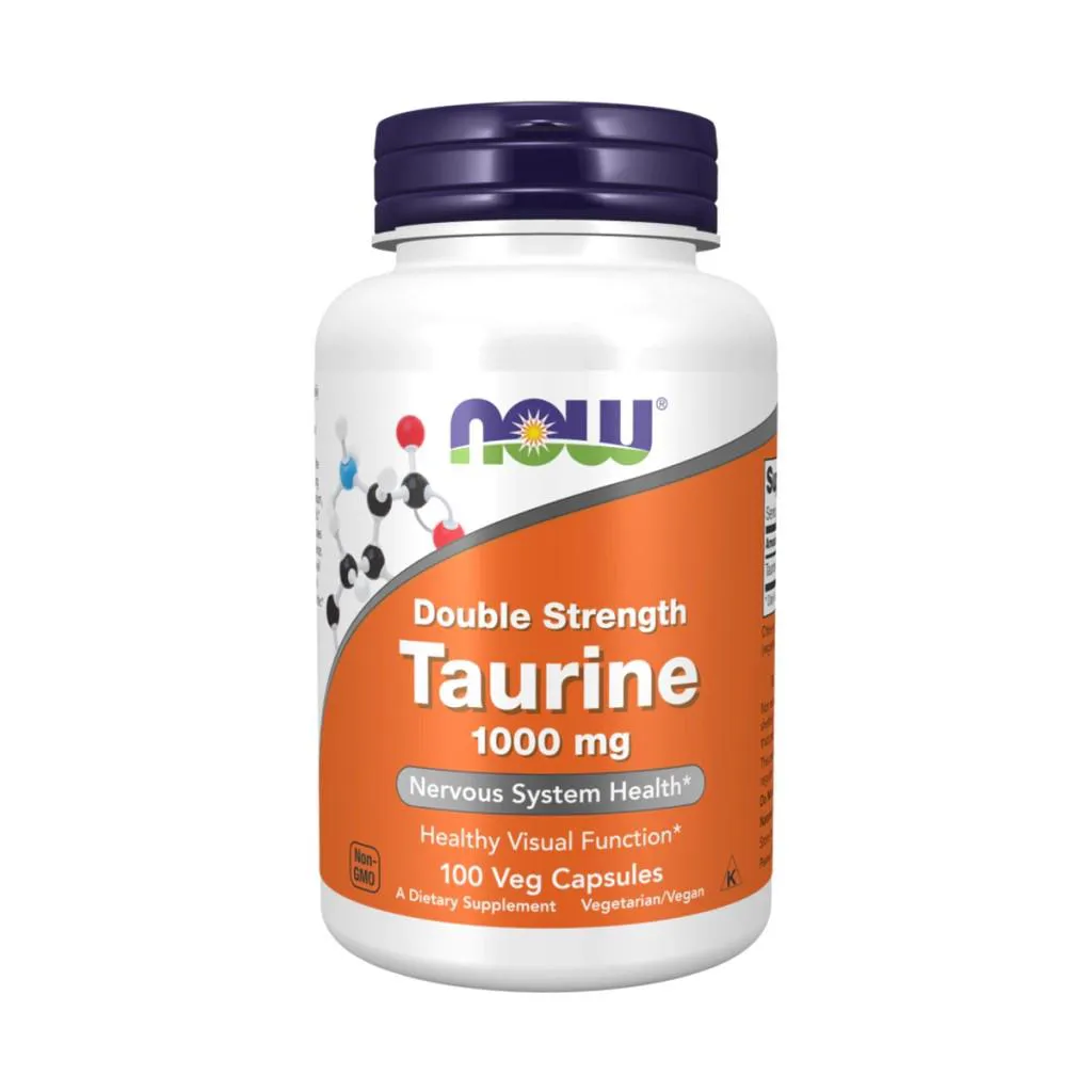 Taurine 1000mg 100 Cápsulas Vegetarianas de Força Dupla Now Foods