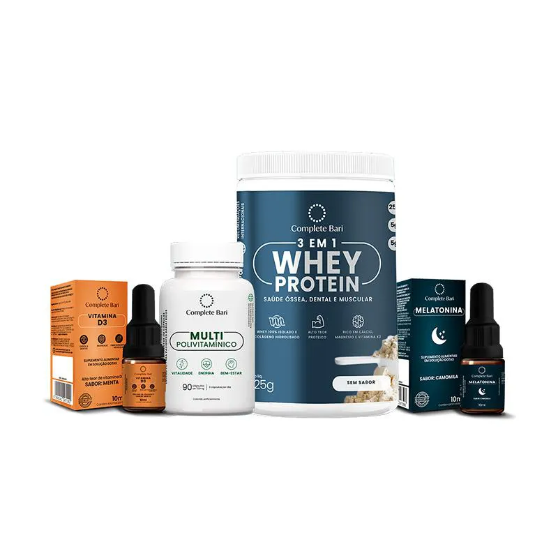 Kit 1 Multi + 1 Whey Isolado Neutro + 1 Vitamina D3 + 1 Melatonina Complete Bari