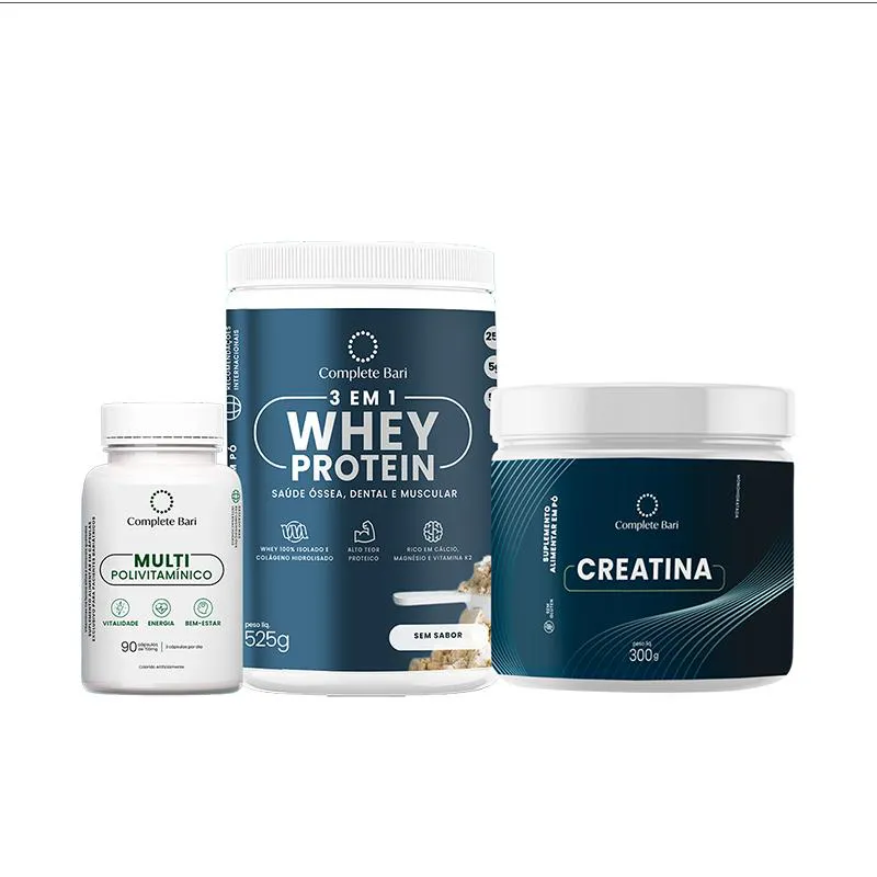 Kit 1 Multi + 1 Whey Isolado Neutro + 1 Creatina Complete Bari