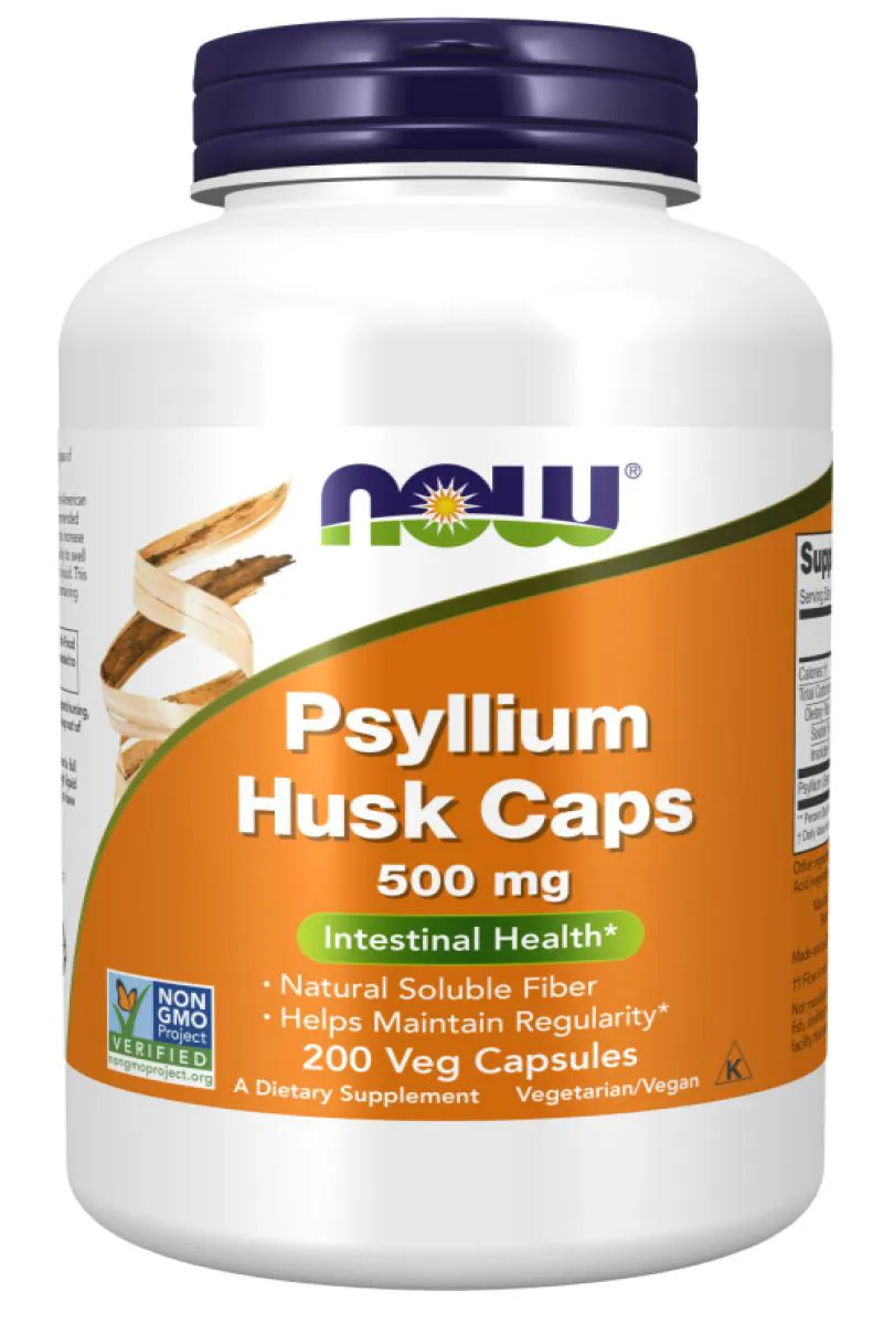 Casca De Psyllium 500mg Now Foods 200 Cápsulas Vegetais