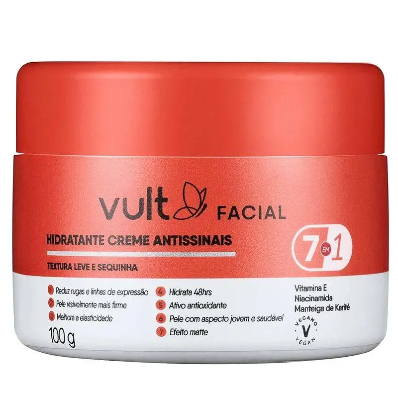 Creme Facial Hidratante Antissinais 7 em 1 Vult 100g