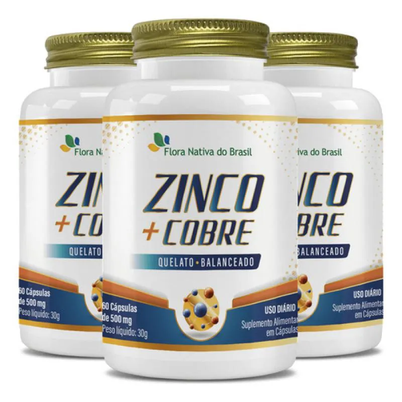 Zinco e Cobre 3 X 60 Cápsulas Flora Nativa