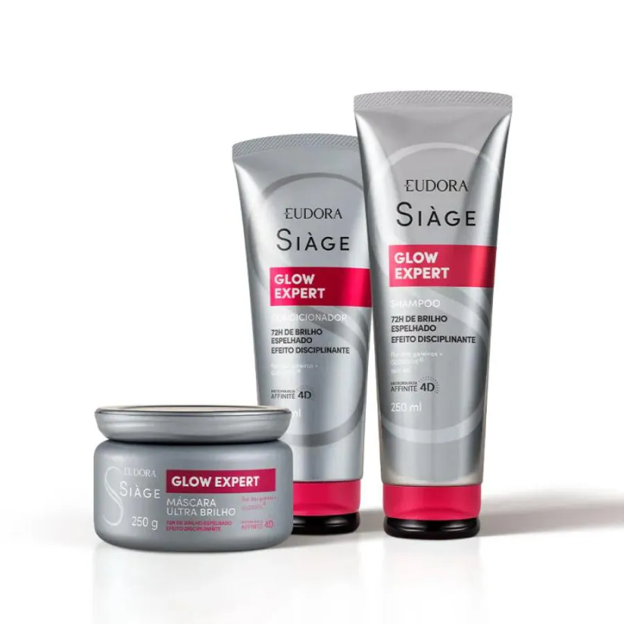 Combo Glow Expert: Shampoo 250ml + Condicionador 200ml + Máscara Capilar 250g Siàge - Eudora