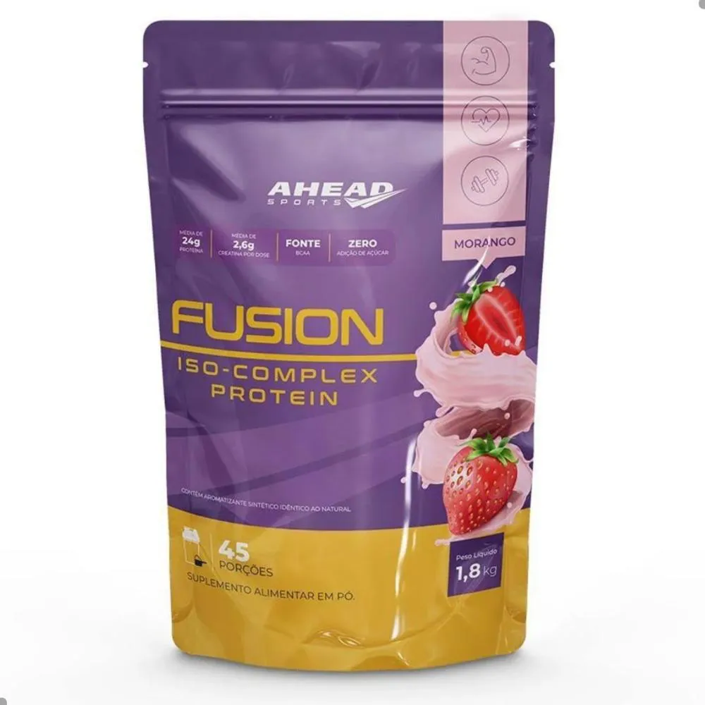 Fusion ISO Complex Protein Com Creatina 1,8Kg Ahead Sports Morango