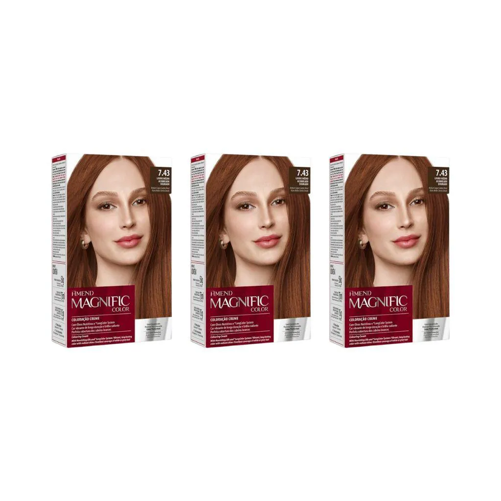 Coloraçao Amend Magnific Cr 7.43 Lr Med Acobr Dour-Kit C/3un