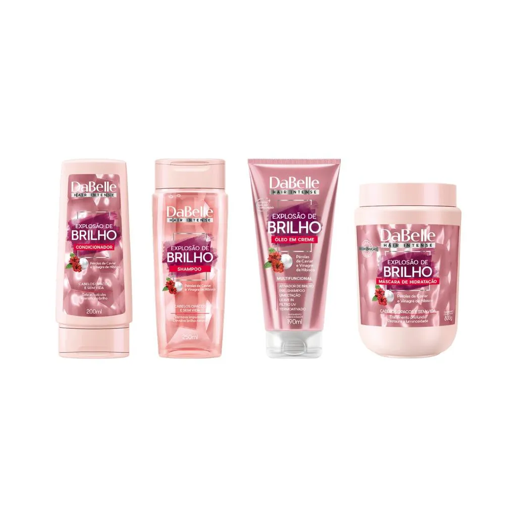 Kit Dabelle Explosao de Brilho Shampoo+Cond+Mascara+Oleo Cap