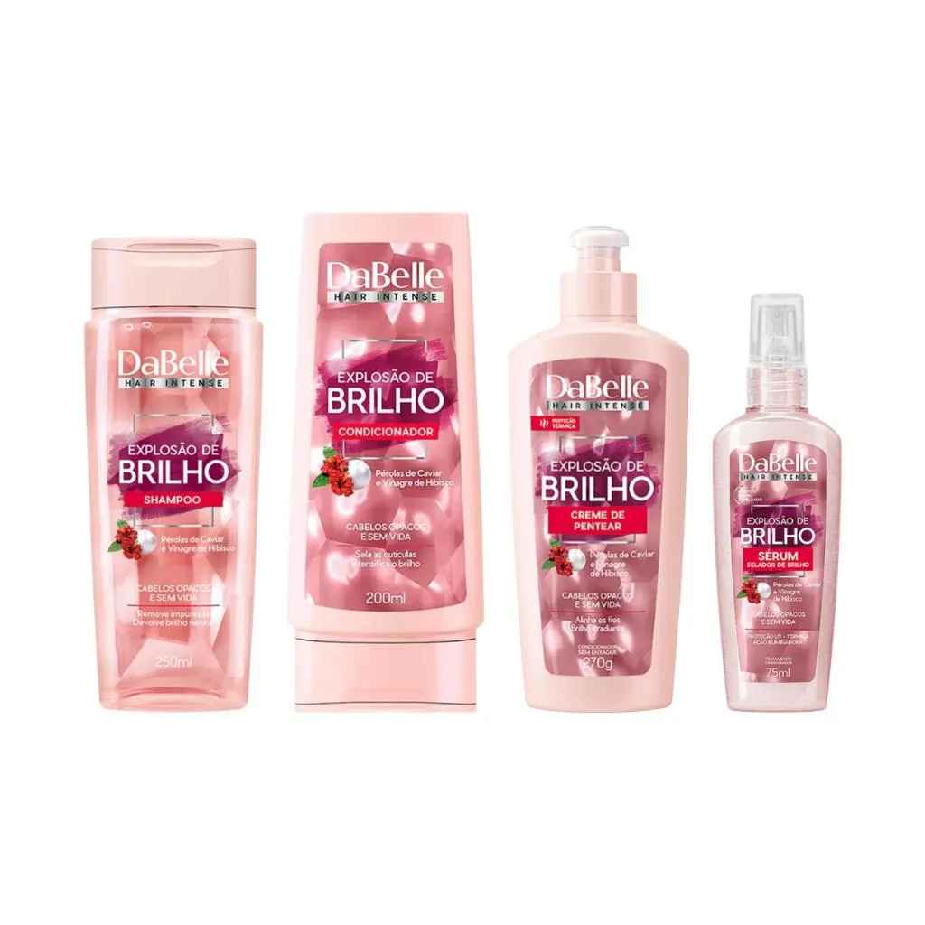 Kit Dabelle Explosão de Brilho Shampoo+Cond+Serum+Creme Pent