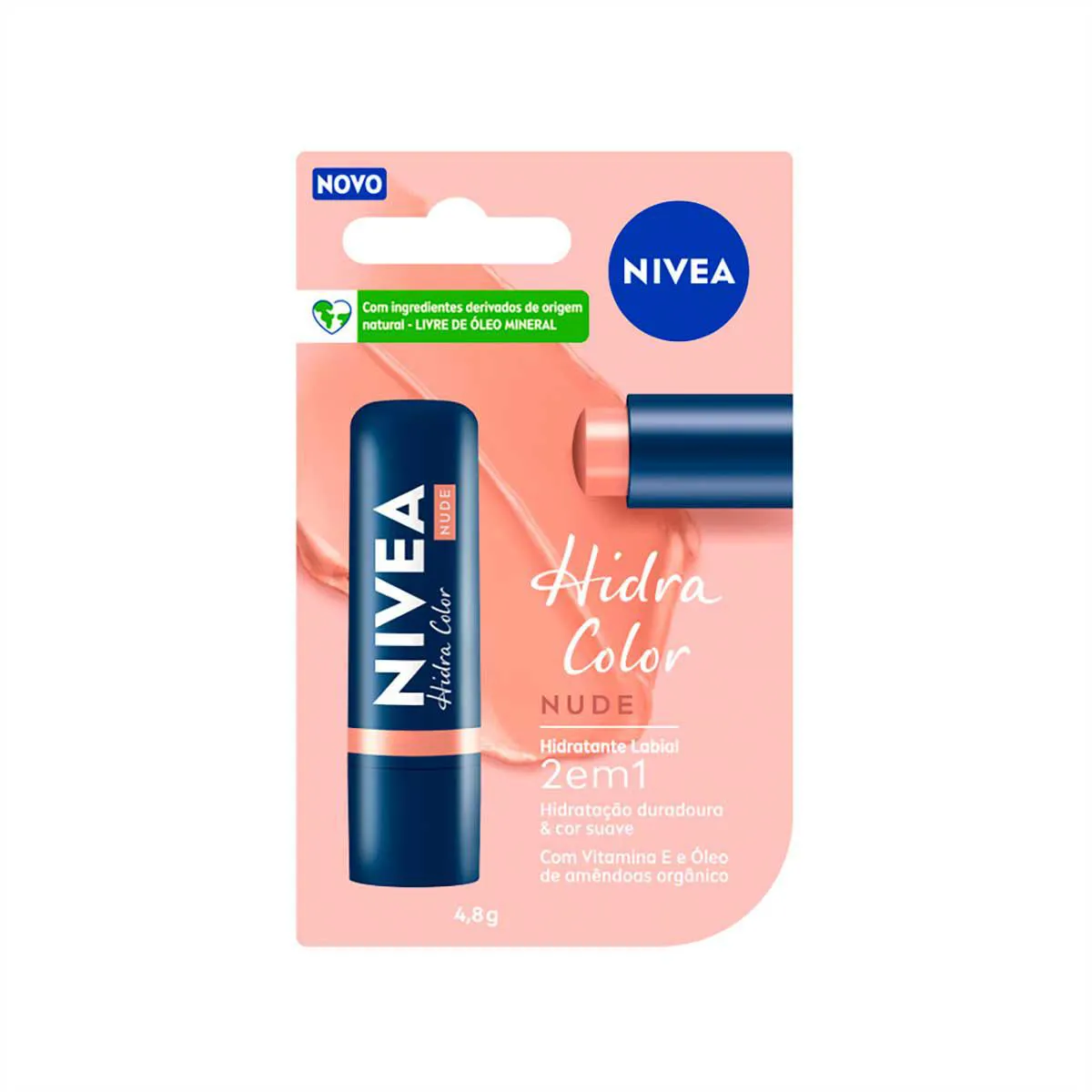 Hidratante Labial Nivea Hidra Color 2 em 1 Nude 4,8g