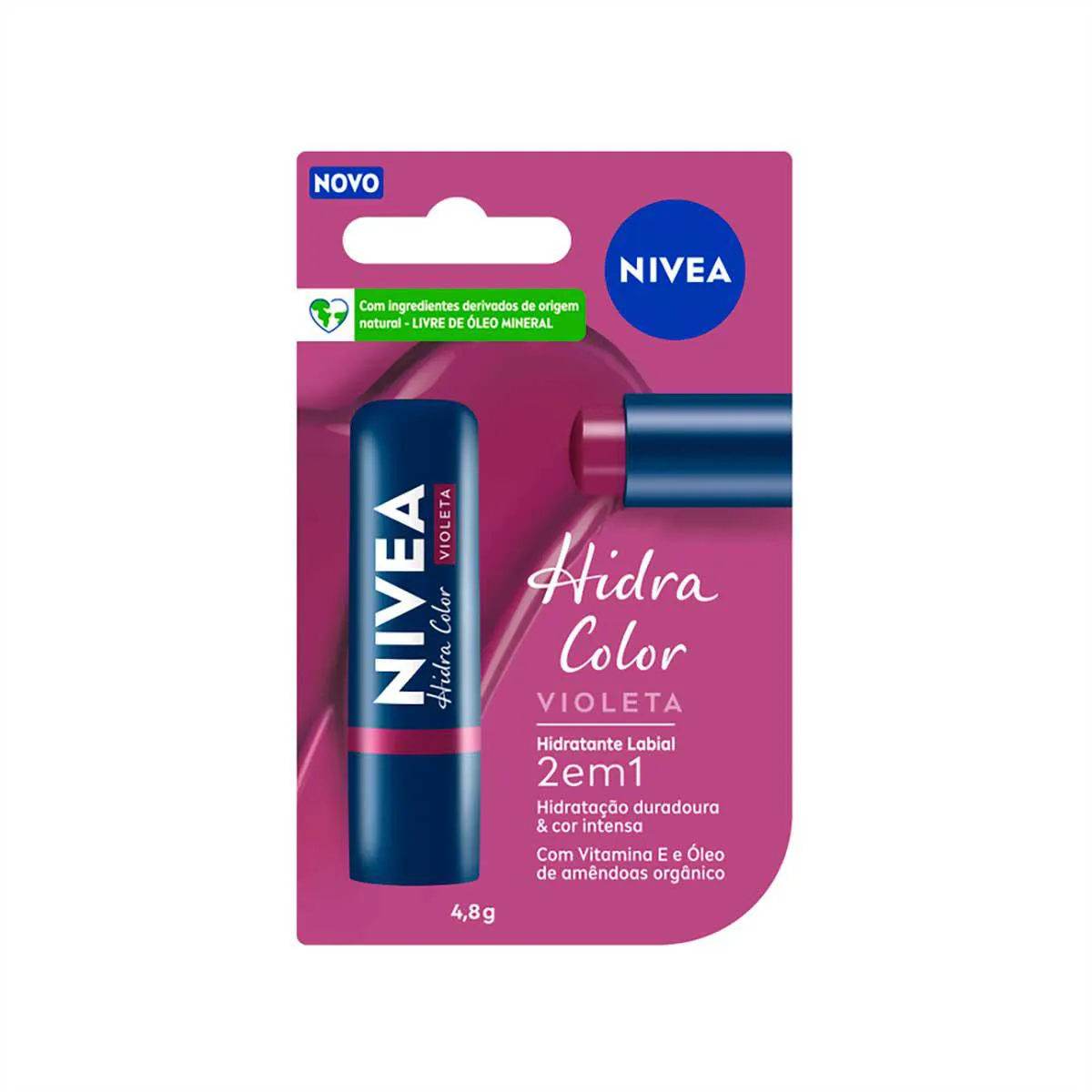 Hidratante Labial Nivea Hidra Color 2 em 1 Violeta 4,8g