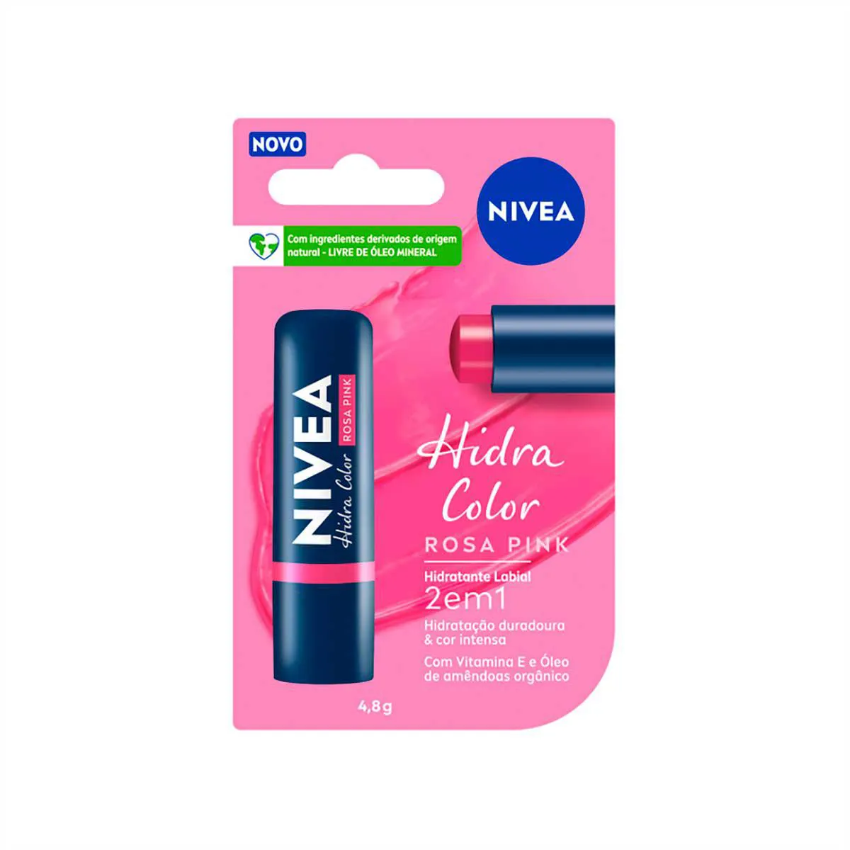 Hidratante Labial Nivea Hidra Color 2 em 1 Rosa Pink 4,8g