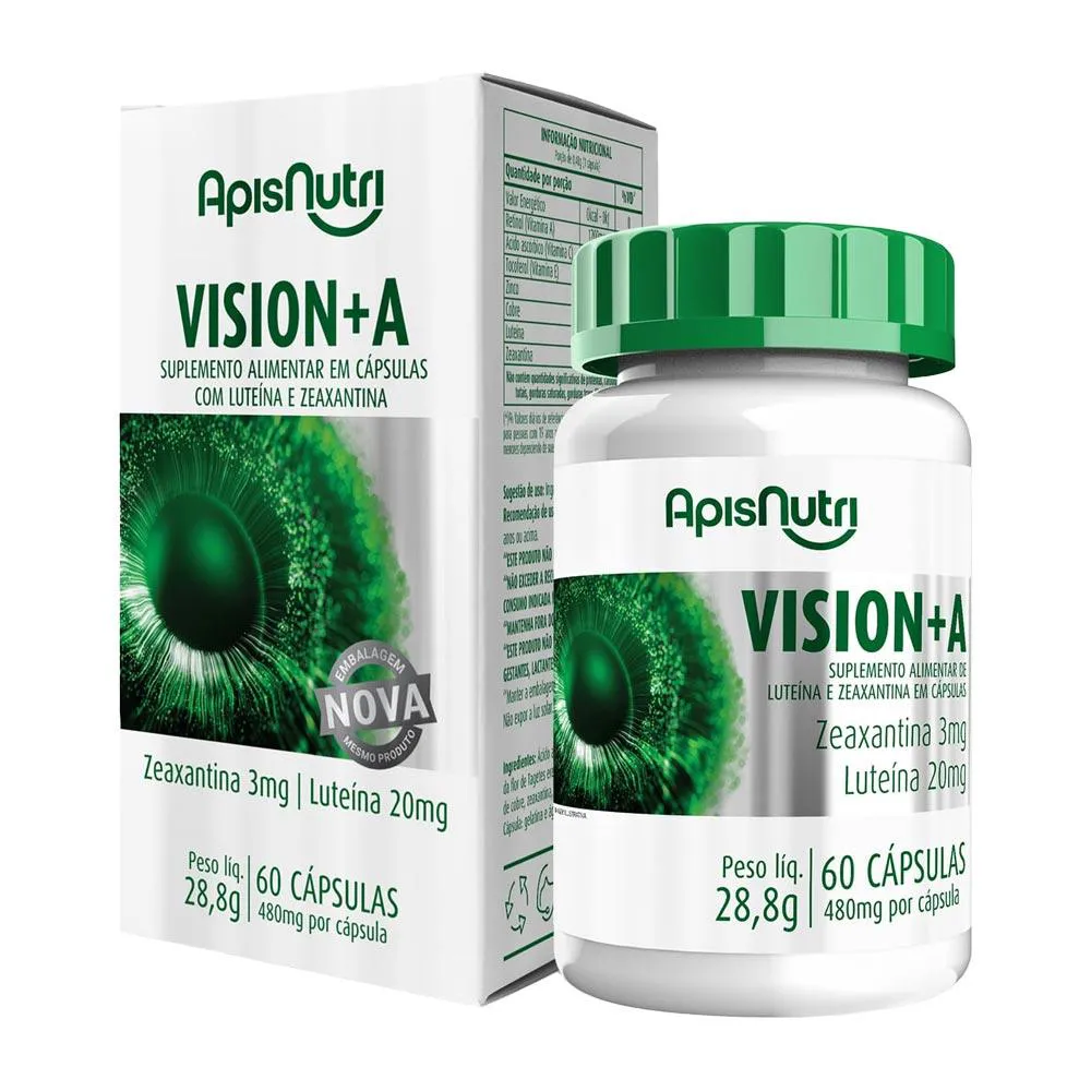 Vision+A Zeaxantina e Luteína 480mg 60 Cápsulas Apisnutri