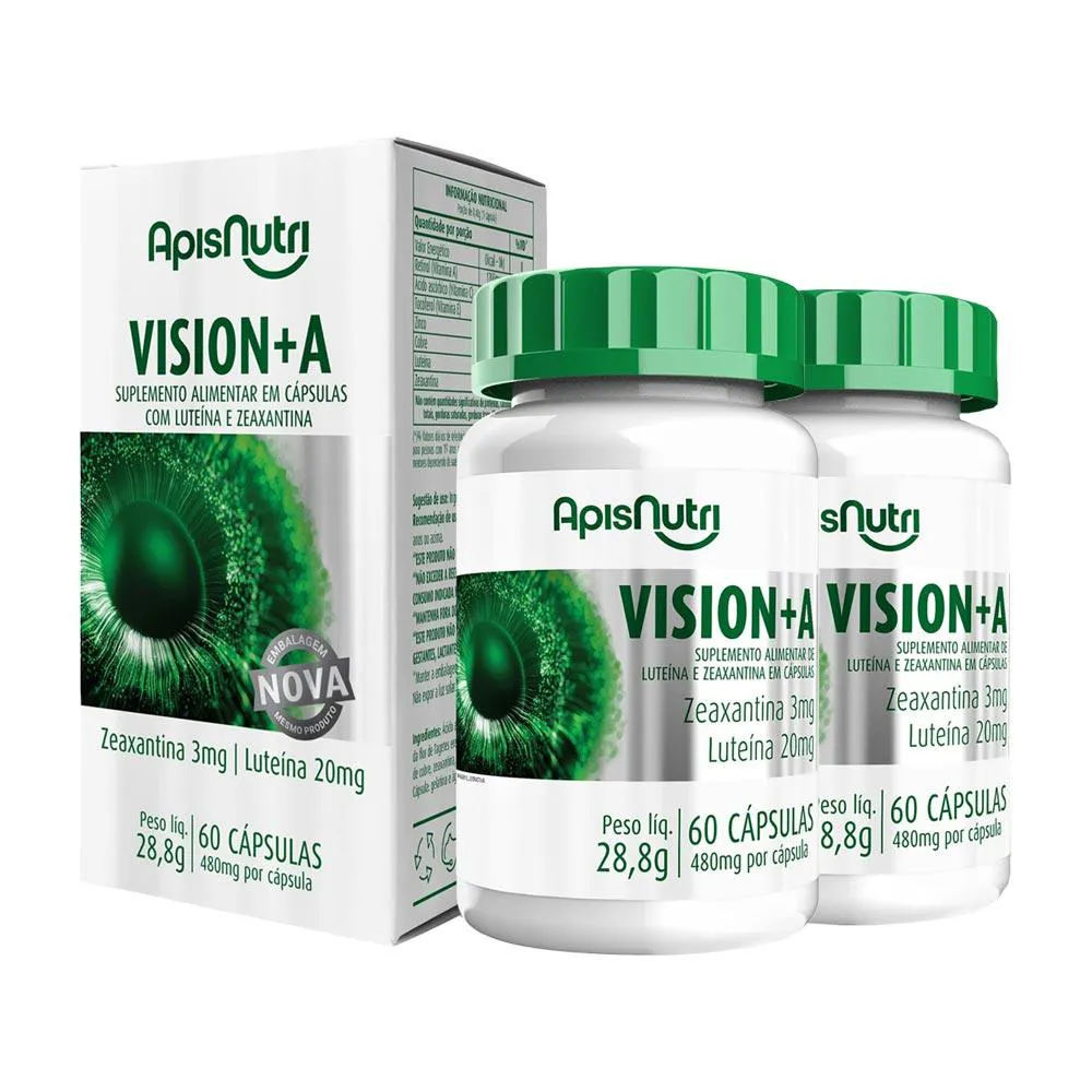 Kit 2 Vision+A Zeaxantina e Luteína 480mg 60 Cápsulas Apisnutri