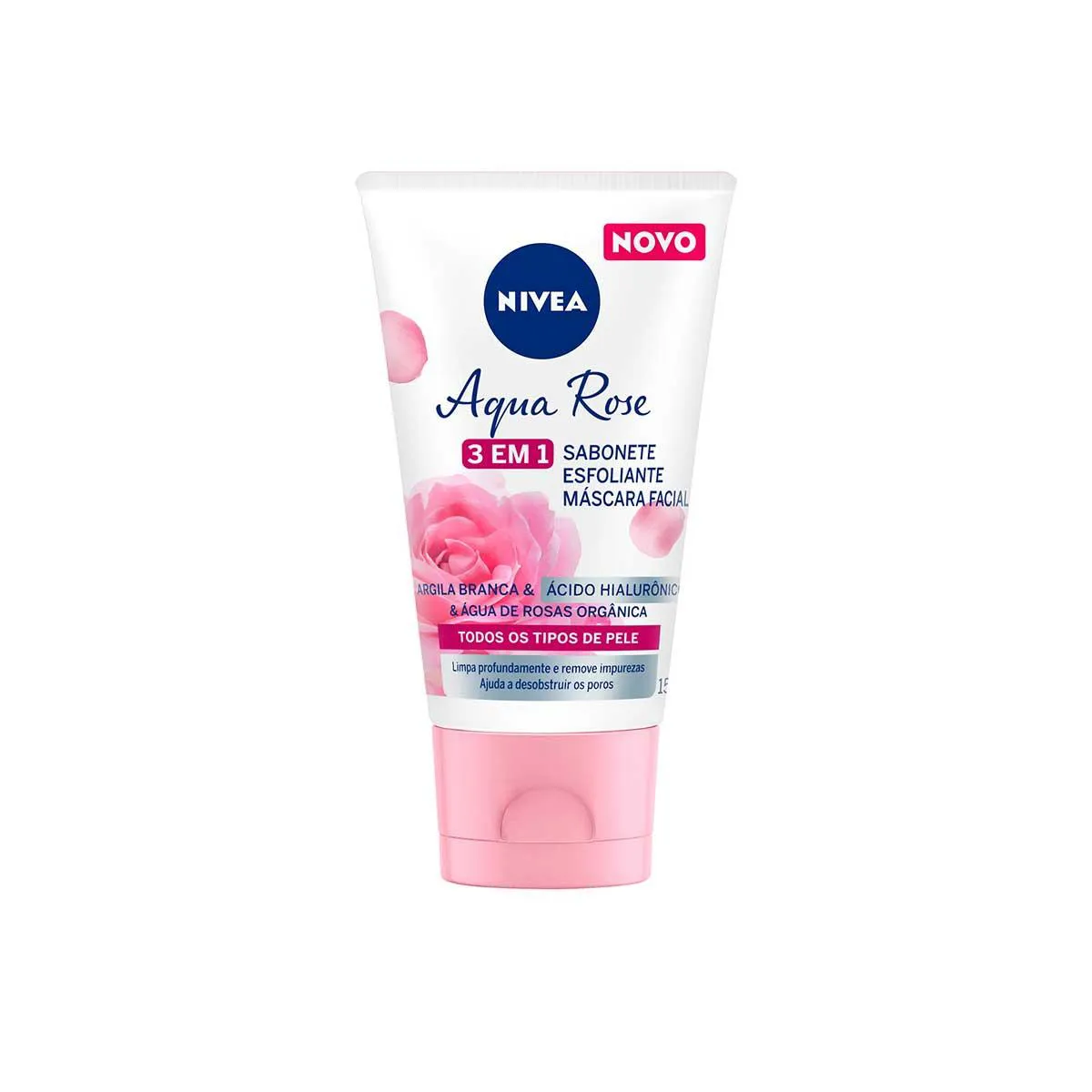 Nivea Aqua Rose 3 em 1 Sabonete, Esfoliante e Máscara Facial 150ml