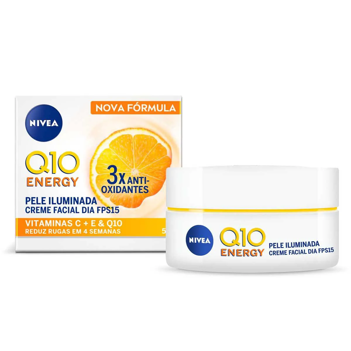 Creme Facial Antissinais Dia Nivea Q10 Energy Vitamina C FPS 15 50g