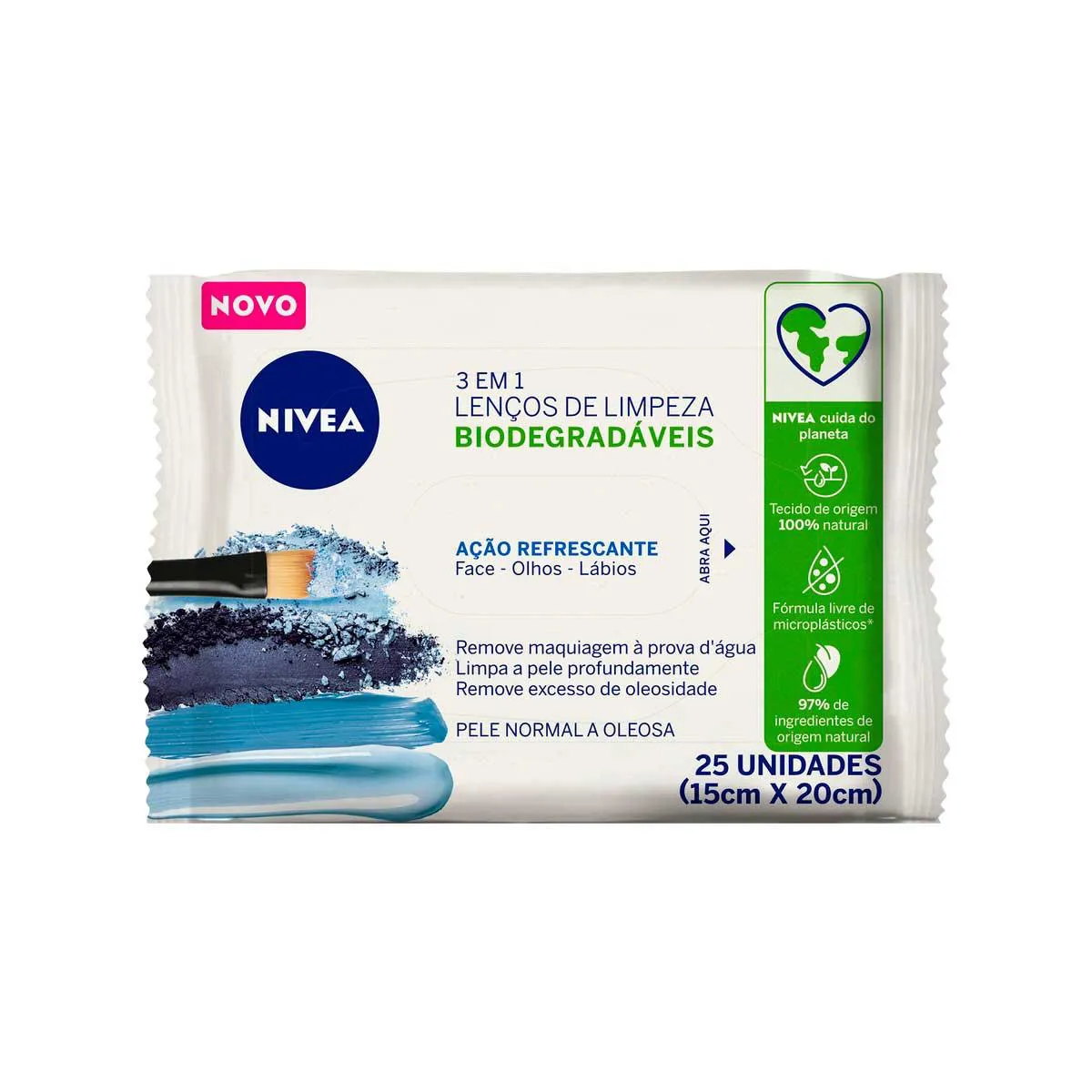 Lenço Demaquilante Nivea 3 em 1 Ação Refrescante 25 unidades