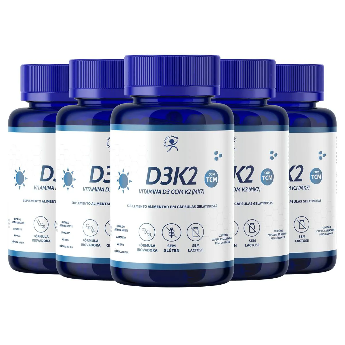 Vitamina D3+vitamina K2 (2000 Ui/65mcg) 300 Cáps (5 Frascos)