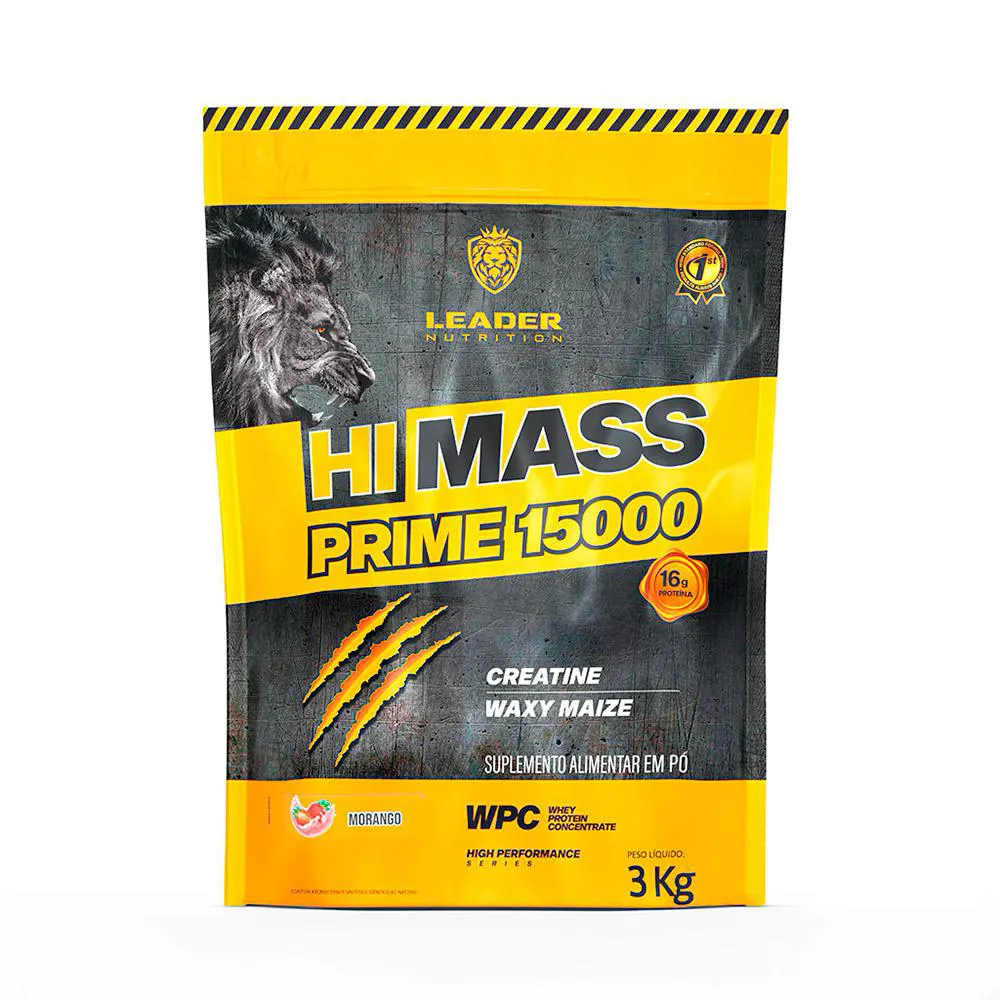 Hipercalórico Hi-Prime Mass 15000 Morango 3Kg Leader Nutrition